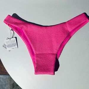 Monday Swimwear Byron Bottom in Neon Pink Crinkle